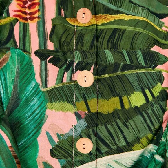 NWT$150 Farm Rio Amazonia Forest Cotton Frilled Shirt Top Sz XS - Picture 14 of 15